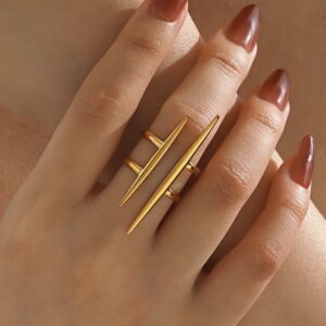 Bague double anneau à pointes effilées