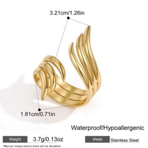 Bague plumes flammées à design multi-branches